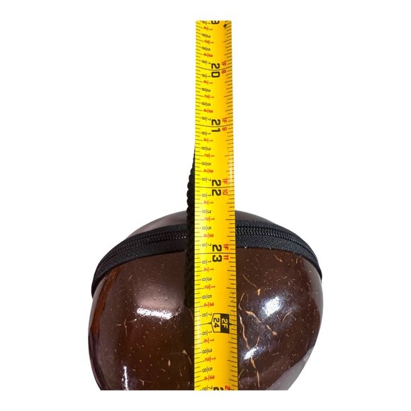 Handcrafted Carved Sea Turtle Coconut Shell Crossbody Purse Tropical Lei Flower - Picture 9 of 15